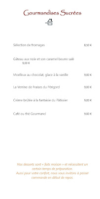 Restaurant français La Petite Tonnelle à Beynac-et-Cazenac (le menu)