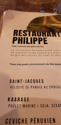 Restaurant Philippe à Rouen carte