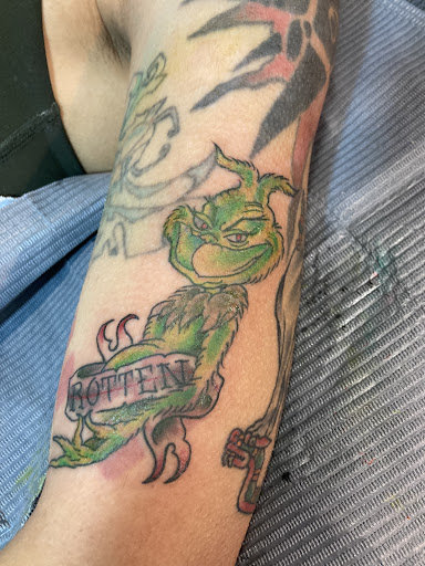 Explore disney sleeve tattoo ideas, creative tattoo ideas in San Antonio, available at Its Live Through This Tattoos, Supplies, & Piercings