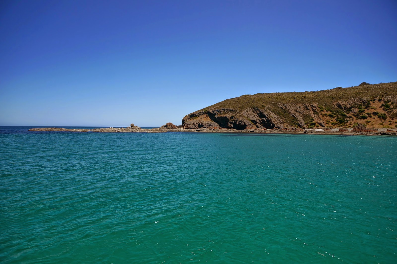 Foto av King George Beach med blå rent vatten yta