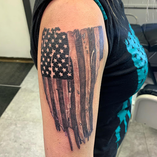 Explore forearm sleeve tattoo ideas, creative tattoo ideas in Hudson Falls, available at ALTERED ADDICTION TATTOOS