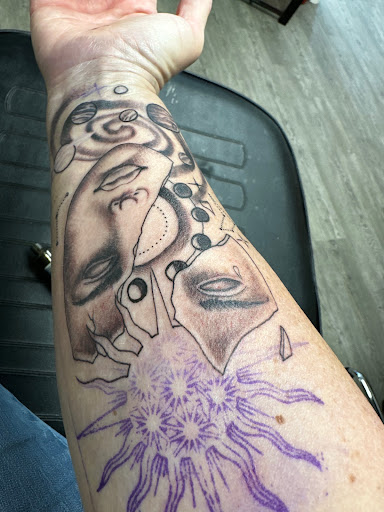 Explore knee ditch tattoo ideas, creative tattoo ideas in Youngwood, available at Obsession Tattoo