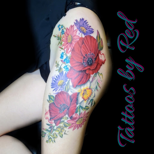 Explore female arm sleeve tattoo ideas, creative tattoo ideas in Lake Havasu City, available at Bombshell Body Art Studio