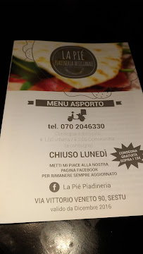 Menu / carte de La Pié Pinseria à Sestu
