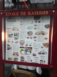 Menu / carte de L'Etoile du Kashmir à Paris