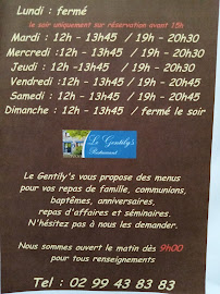 Menu du Le Gentily'S à Bain-de-Bretagne