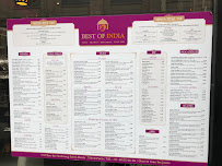 Menu / carte de Best of India à Paris
