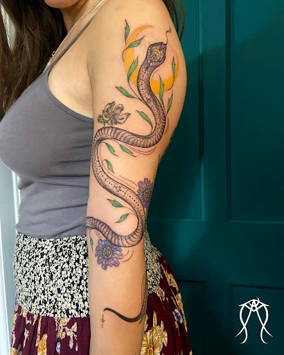 Explore just keep swimming tattoo ideas, creative tattoo ideas in Scipio Center, available at Ace of Wands Private Tattoo & Tarot Studio . Appointment Only