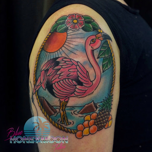 Explore foo dog tattoo ideas, creative tattoo ideas in Islip, available at Blue Honeymoon Tattoo