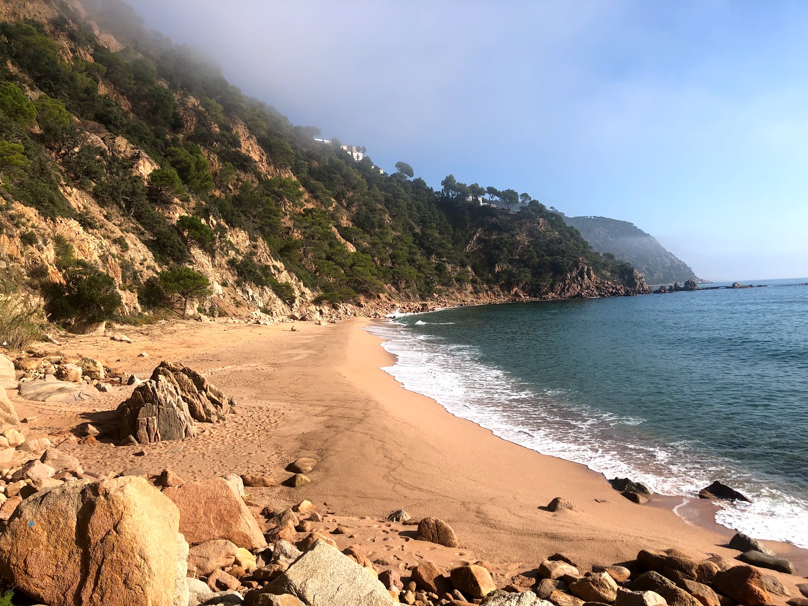 Foto di Spiaggia Cala Del Sr. Ramon con una superficie del sabbia di conchiglie beige