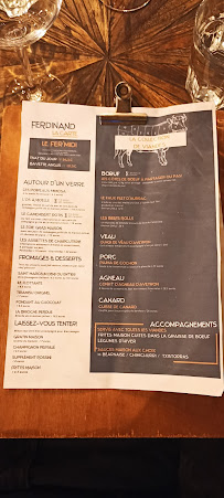 Restaurant de viande Ferdinand à Lyon - menu / carte