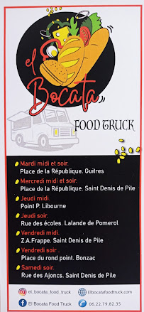El Bocata Food Truck à Saint-Denis-de-Pile carte