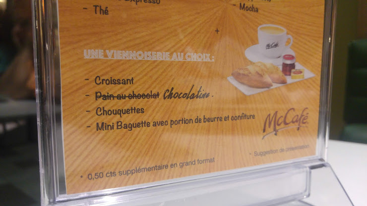 menu du restaurants McDonald's à Muret