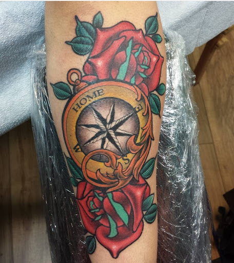 Explore mens family sleeve tattoo ideas, creative tattoo ideas in Atlanta, available at Golden Anchor Tattoo