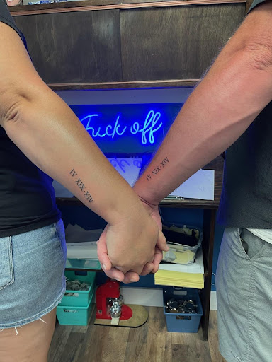 Explore latitude and longitude tattoo ideas, creative tattoo ideas in Redding, available at The Salty Sloth Tattoo