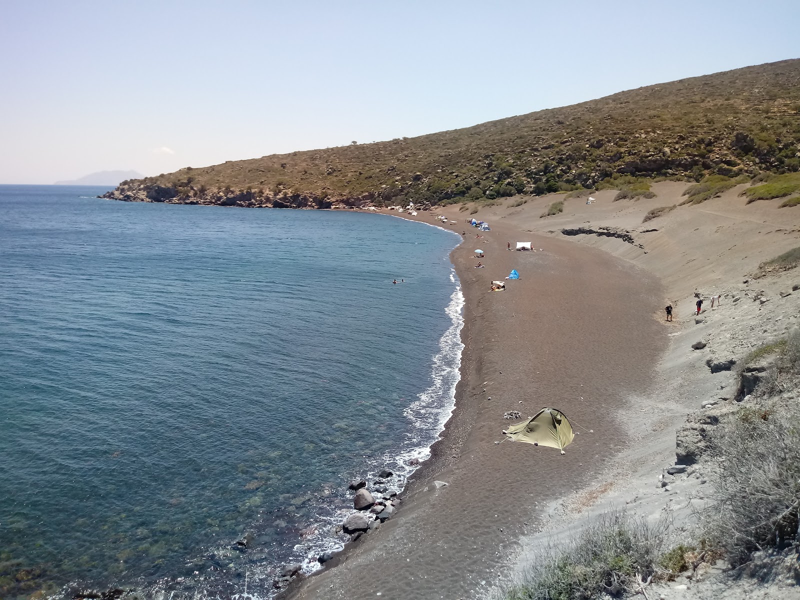 Foto av Pachia Ammos med turkos rent vatten yta