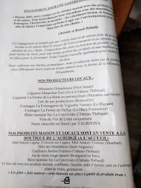 Restaurant français Auberge La Gaillotière à Château-Thébaud (le menu)