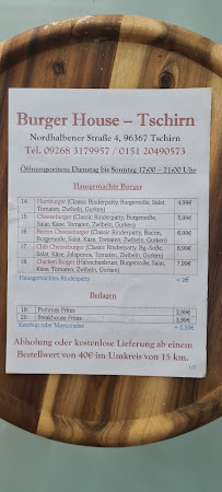 Burger House Tschirn à Tschirn carte