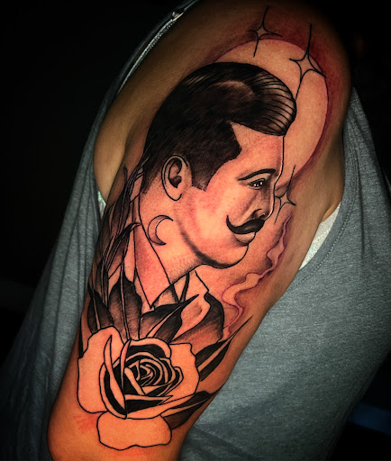 Explore tattoo ideas on back of neck, creative tattoo ideas in Roanoke, available at Saint Cecilias Art Studio