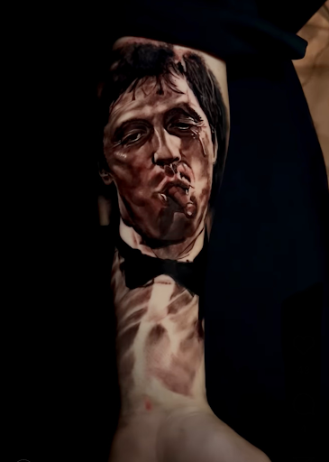 Explore red ink tattoo ideas, creative tattoo ideas in Austin, available at Lost Edge Tattoo