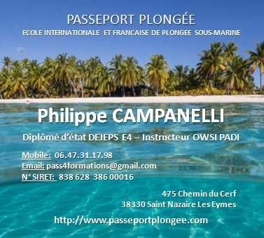FORMATION PLONGEE SOUS-MARINE PASSEPORT PLONGEE à Saint-Nazaire-les-Eymes