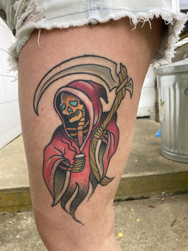 Explore witch hat tattoo ideas, creative tattoo ideas in Westfield, available at American Dream Tattoo