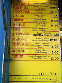 Carte du Les Pizzas d’Adrien (Camion Bleu) à Saint-Mandé