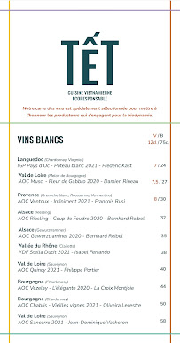 Carte du Restaurant TÊT à Paris