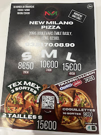 Carte du New Milano Pizza à Lens
