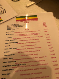 Menu / carte de Restaurant Ethiopien 