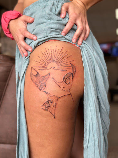 Explore boxer dog tattoo ideas, creative tattoo ideas in Kailua Kona, available at Mehana Tattoo