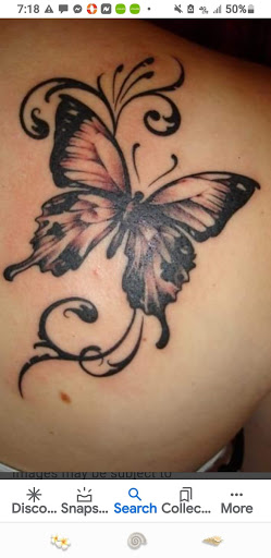 Explore flower and butterfly tattoo ideas, creative tattoo ideas in Elko, available at Custom Tattoos and Body Piercing Studio