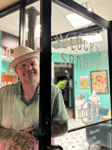 Explore mens neck tattoo ideas, creative tattoo ideas in Magnolia, available at Lucky Sparrow Tattoo Shop and Piercing