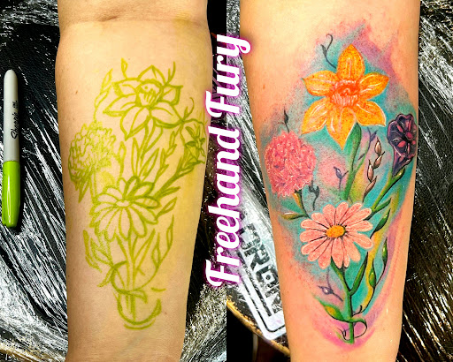 Explore face tattoo ideas, creative tattoo ideas in Roanoke, available at RailYard INK