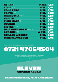 Carte du Eleven Kebab à Karlsruhe