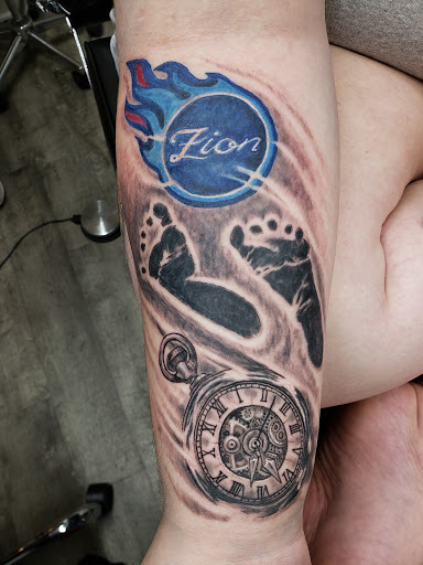 Explore name tattoos ideas for guys, creative tattoo ideas in Linn Creek, available at Hillard Skillard Tattoos, LLC.
