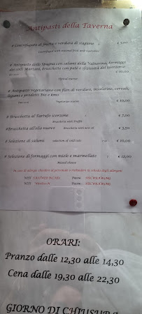 Taverna dello Spagna à Spoleto menu