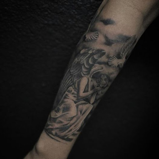 Explore shoulder flower tattoo ideas, creative tattoo ideas in Dallas, available at Change of Tides Tattoo