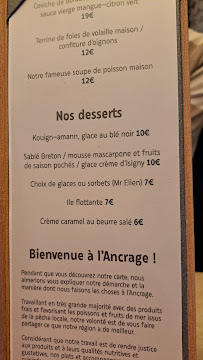 L'Ancrage à Saint-Malo menu