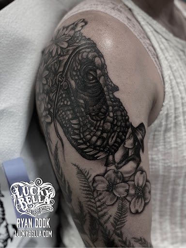 Explore goth tattoo ideas, creative tattoo ideas in Maumelle, available at Lucky Bella Tattoos