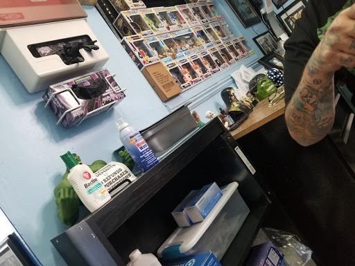 Explore sticker sleeve tattoo ideas, creative tattoo ideas in Bakersfield, available at Bakersfield Tattoo & Piercing