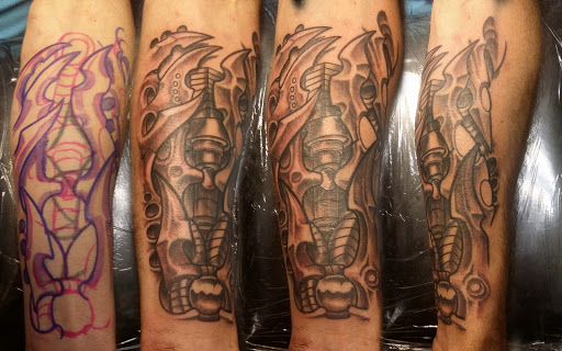 Explore 1 4 tattoo sleeve ideas, creative tattoo ideas in Fritch, available at Stars & Stripes Electric Tattoos