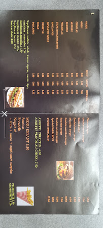 Menu / carte de Kim'frites à Aulnoye-Aymeries