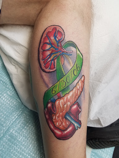 Explore skier tattoo ideas, creative tattoo ideas in Oklahoma City, available at Mind Bender Tattoo