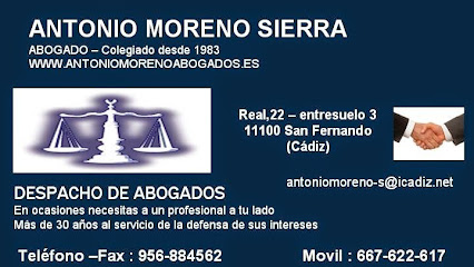 Información y opiniones sobre Abogado Antonio Moreno Sierra de San Fernando
