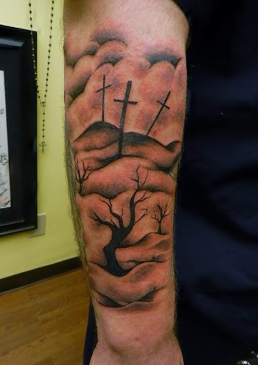Explore palm size tattoos ideas, creative tattoo ideas in Lafayette, available at Crown & Anchor Tattoos