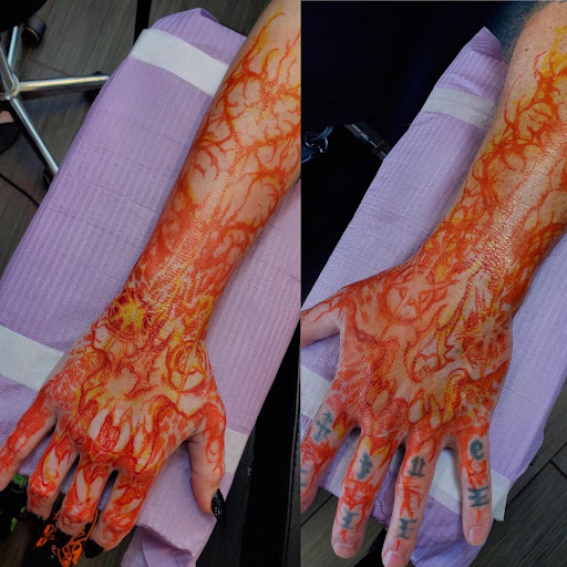 Explore engine tattoo ideas, creative tattoo ideas in Palm Harbor, available at Angry Owl Tattoo and Piercing