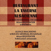Restaurant de spécialités alsaciennes La Taverne Alsacienne Riquewihr à Riquewihr (la carte)