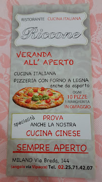 Menu du Riccone à Milan