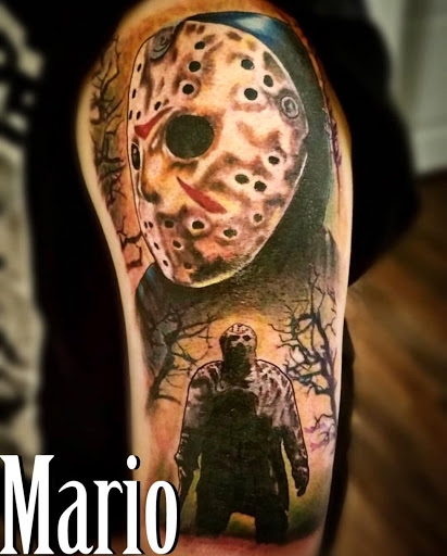 Explore tattoo sleeve skull ideas, creative tattoo ideas in Roanoke, available at Saint Cecilias Art Studio